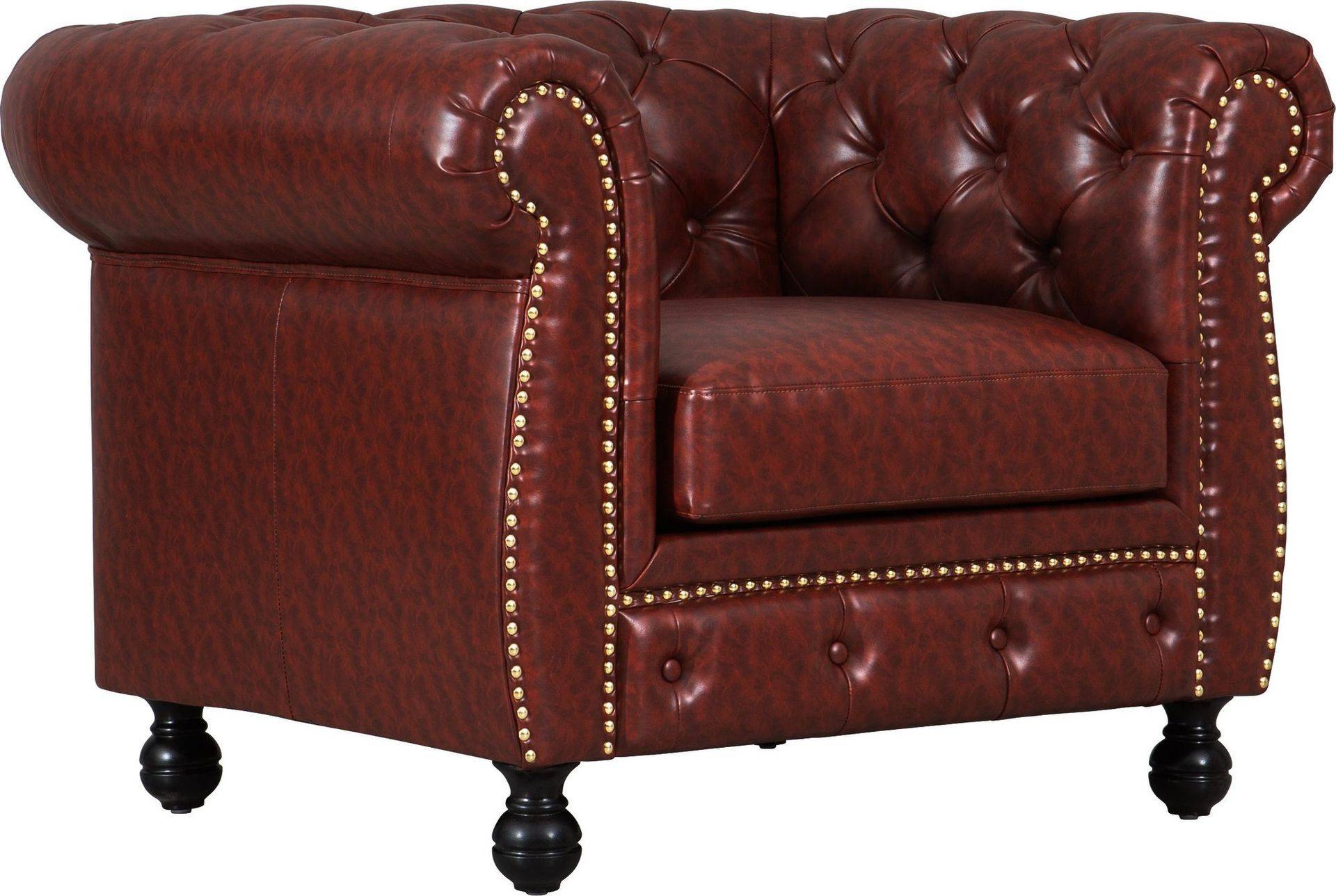 Fåtölj chesterfield i brunt PU - Charles Chesterfield fåtölj Svart,Brun Läder