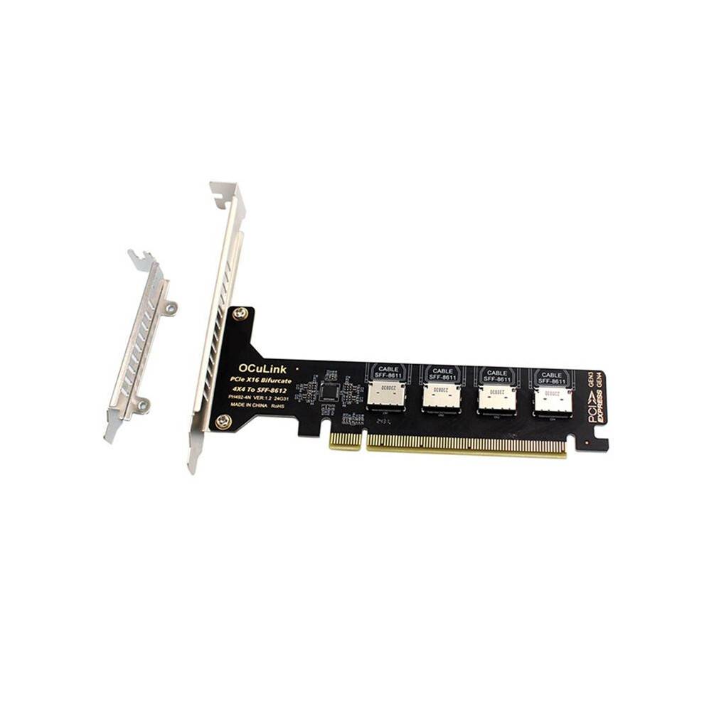 PCI-E X16 Split 4 Oculink Expansion Card SFF8611&8612 NVME PCIe Solid State Drive Adapter for Mainboard Expansion