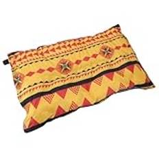 Campingkudde, Ergonomisk Halsluftkudde Lumbal Kudde Backpacking Kudde med Förvaringspåse Uppblåsbar Resekudde för Resevandring Ryggsäck, 17.7x11.8in (Mystisk blå) (Gul)