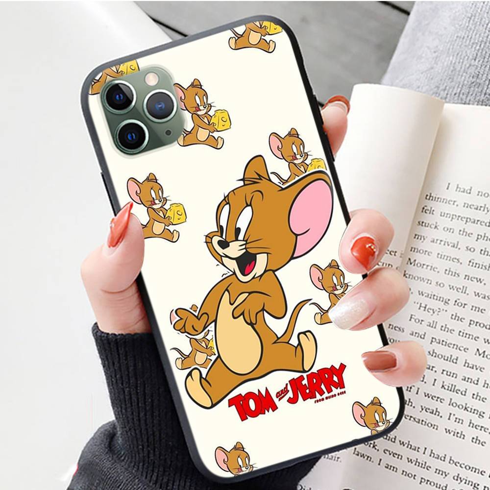 J-9 Tom and Jerry Black Case för iPhone 16 15 14 13 12 Samsung S24 S23 Ultra Xiaomi POCO Redmi Note Realeme Moto OPPO A15 Realme VIVO Pro Max Plus 5G Realme 6