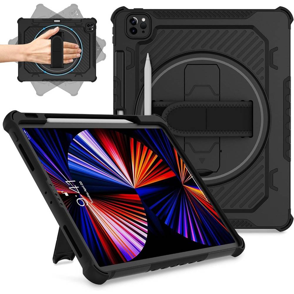 Case For iPad Pro 12.9 Air 11 13 2024 360 Kickstand Hand Grap Pencil Holder Cover iPad A16 11th 10.9 7 8th 10.2 Mini 4567 Fundas