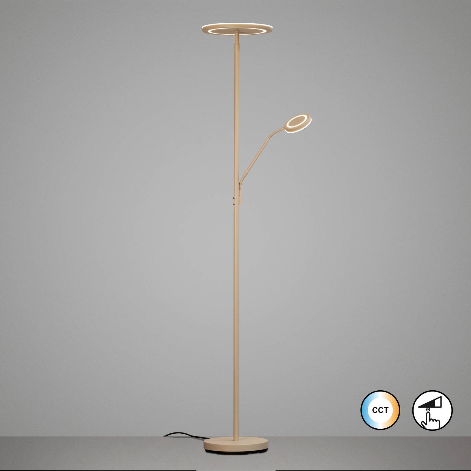 FISCHER & HONSEL LED golvlampa Sorento, dimbar, Creme / bärnsten, Vardagsrum / matsal, Metall, Modern, LED-golvlampa