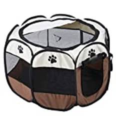 Animal Playpen, Small Animal Playpen, Portable Puppy Playpen, Foldable Dog Playpen, Indoor/Outdoor Andningsbar 600D Oxford Cloth Pet Tent, F?r kattungar Valpar Kaniner (kaffe)