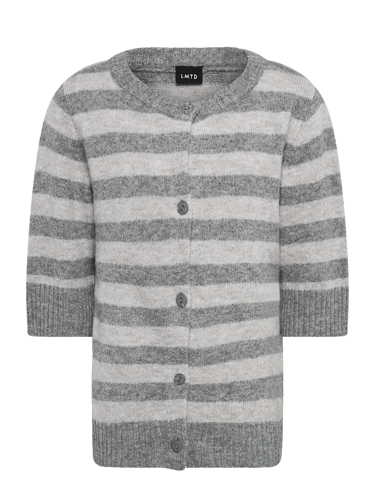LMTD Nlfbynthe Ss Short Stripe Knit Cardigan | Grey | 158-164