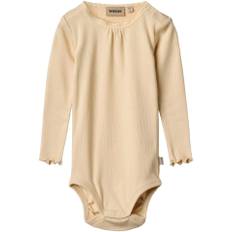 Wheat Langærmet Blonde Rib Body Lotta Stl. 62/3m unisex - Från Magasin - Macadamia (62/3m)