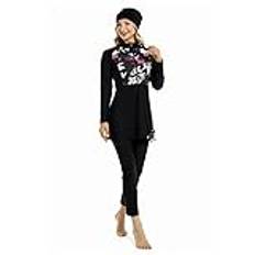 Women Modest Muslim Swimwear Patchwork Hijab Sport Long Sleeves Swimsuit Islamic Burkinis Bathing Suit(6XL,S4)