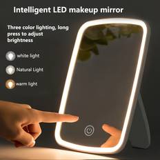 TEMU Portable Lcd Makeup Mirror With Touch Sensor, Multiple Lighting , Adjustable Brightness, Light Settings, Sleek , Compact For Travel | Battery-powered & Usb Compatible, Led Lighted Mirror