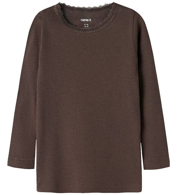 Name It Bluse - Rib - Noos - NmfKab - French Roast - Name It - 6 år (116) - Bluse