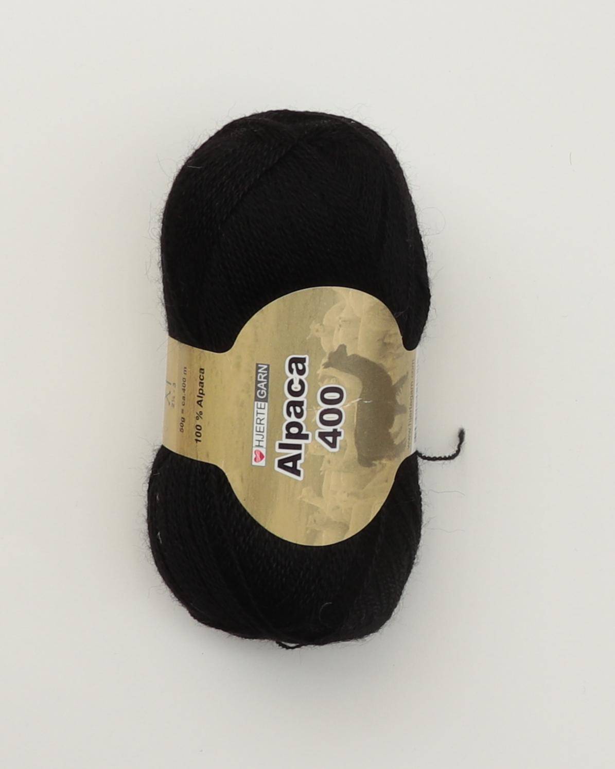 Alpaca 400 fra Hjertegarn i flere farver - 0500 Sort - 100% Alpaka