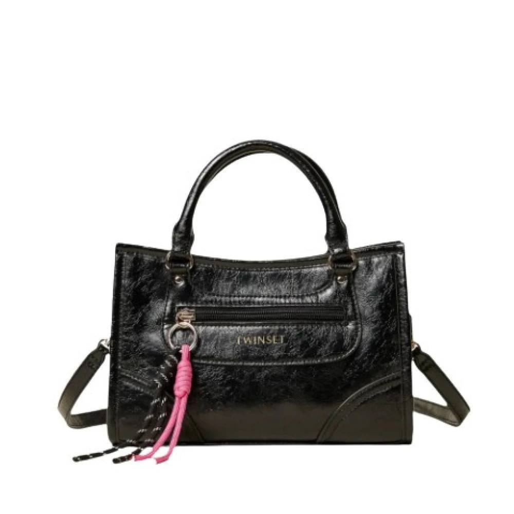 Twinset Bowlingtaske med Charms - Tasker - Dame - Sort - ONE SIZE - Uld