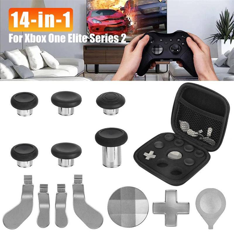 För Xbox One Elite Series 2 Controller Tillbehörssats Metall D-pad Triggerpaddlar Reparationssats Gamepad Tumstick Grepp svart