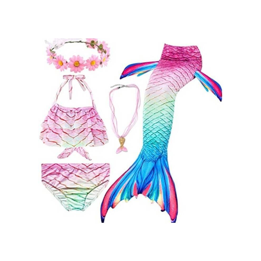 5429G 5 stk. havfruehale til piger, svømning, bikini badedragt, havfruehale, prinsesse havfruehale kostume