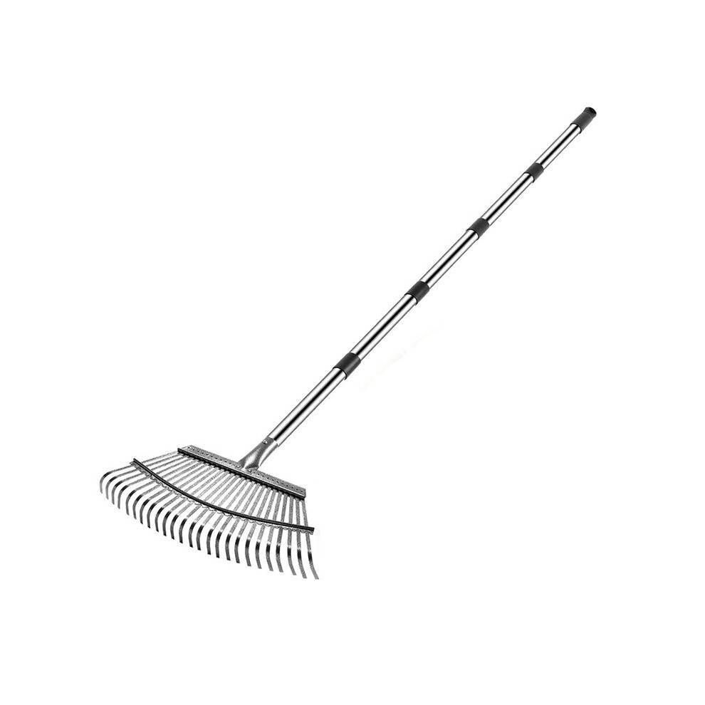 Heavy Duty Garden Rake, Metal Leaf Rake with 73 Inch Adjustable Handle and 25 Tines for Lawn, Yard, Garden Beds, Leaves