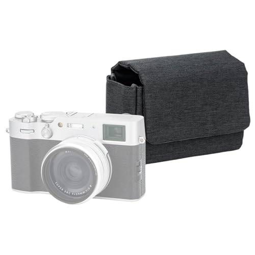 KIWIFOTOS Kompakt kameraväska mjuk med magnetiskt lås för Fuji X100VI X100V X-E5, Canon PowerShot V1, litet kamerafodral med fuskmocka inuti (mörkgrå)