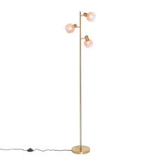 Smart gulvlampe guld med pink glas 3-lys inkl. 3 Wifi P45 - Vidro