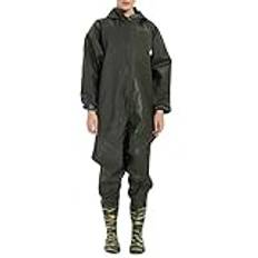 Pocket Mud Pants,Vadarbyxor Crosswater, Fishing Chest Waders, Men Rain Suit with Non-Slip Rubber Boots, Thicken Hooded Fishing Wader Suit, easy taking on/off(US10.5/EU43/UK9.5/CN45)