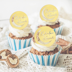 Liten Rund Cake Topper - Ramadan Kareem Guld