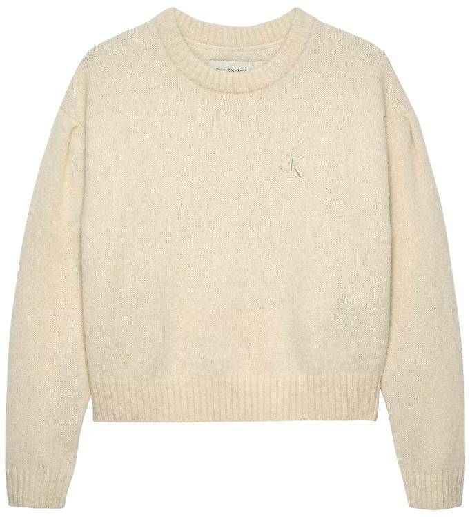 Calvin Klein Tröja - Polyester/Ull - Vithätta Grå - Calvin Klein - 8 år (128) - Tröja