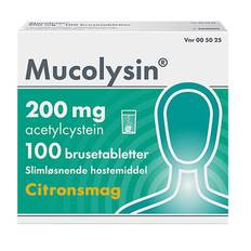 Mucolysin Citron Slimløsende Hostemiddel 200 mg - 100 brusetab
