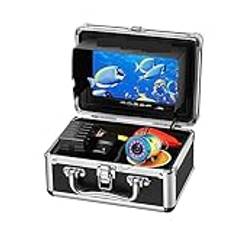 Undervattensfiskekamera, Video Fish Finder, Fish Finder Kit 7 tums färgmonitor Undervattens 12st IR fiskekamera 15M 30M 50M Kabel Aluminium Bärväska Vattentät för Ice Lake Boat Kayak Fishing(B IR 15M)