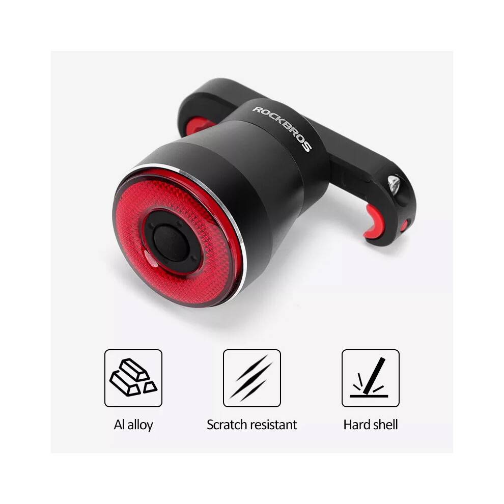 Rockbros TL907Q51 LED USB baglygte til cykel med bremselys under sadlen