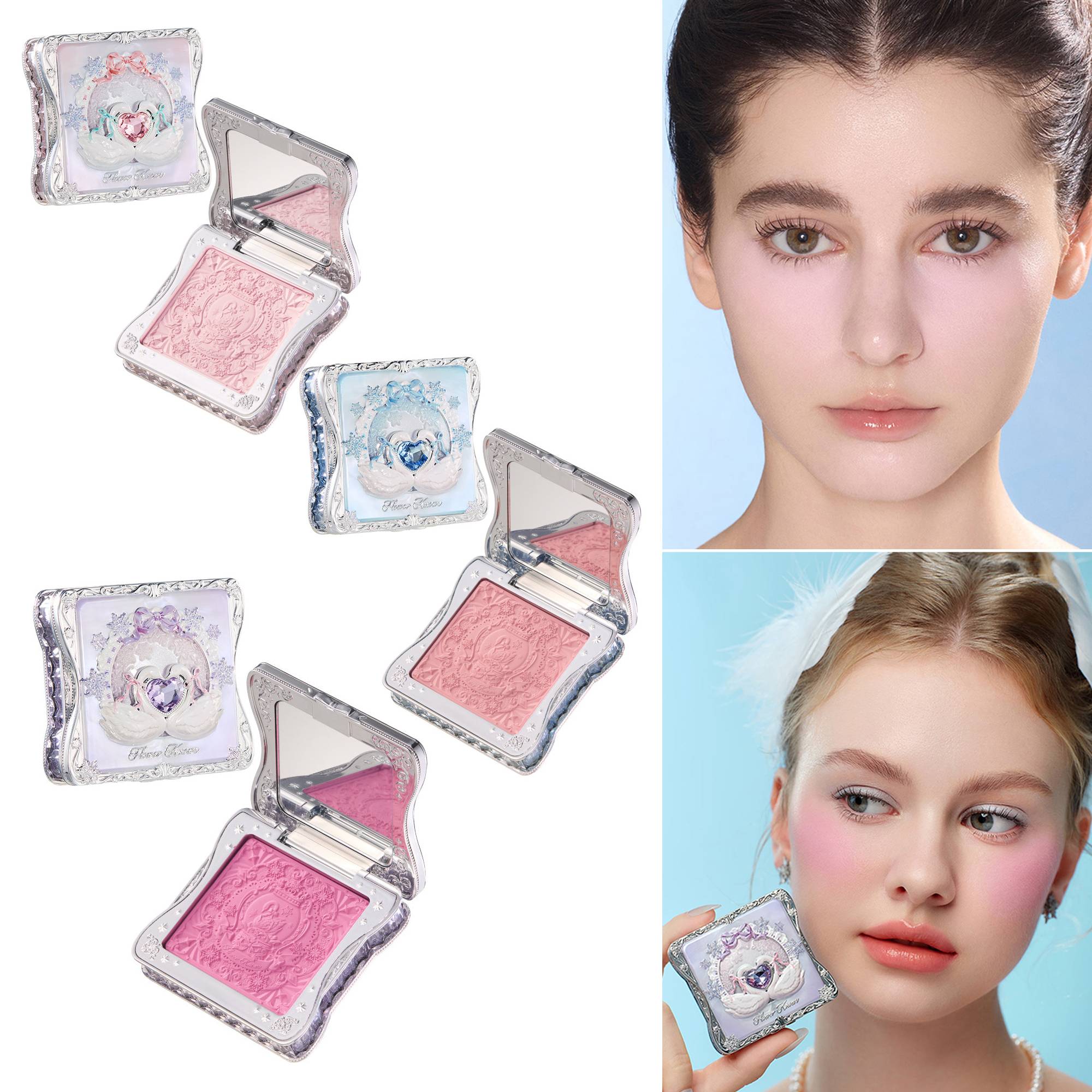 Flower Knows Snow Ballet Air Blush Lightweight Silky Powder Blush Soft Focus Natural Glow Smooth Radiant Cheek Makeup For Women