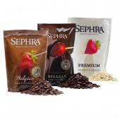 Choklad till chokladfontän - 907 g x 3 st. Sephra (Chokladsort påse 1: Ljus mjölkchoklad, Chokladsort påse 2: Ljus mjölkchoklad, Chokladsort påse 3: Mörk choklad)