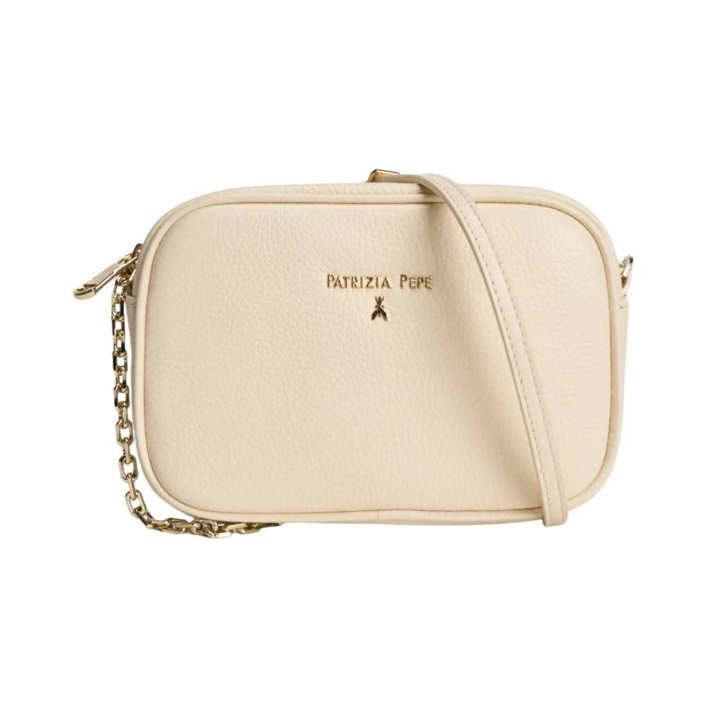 Patrizia Pepe Logo-plakette Crossbody Taske - Tasker - Dame - Beige - ONE SIZE - Uld