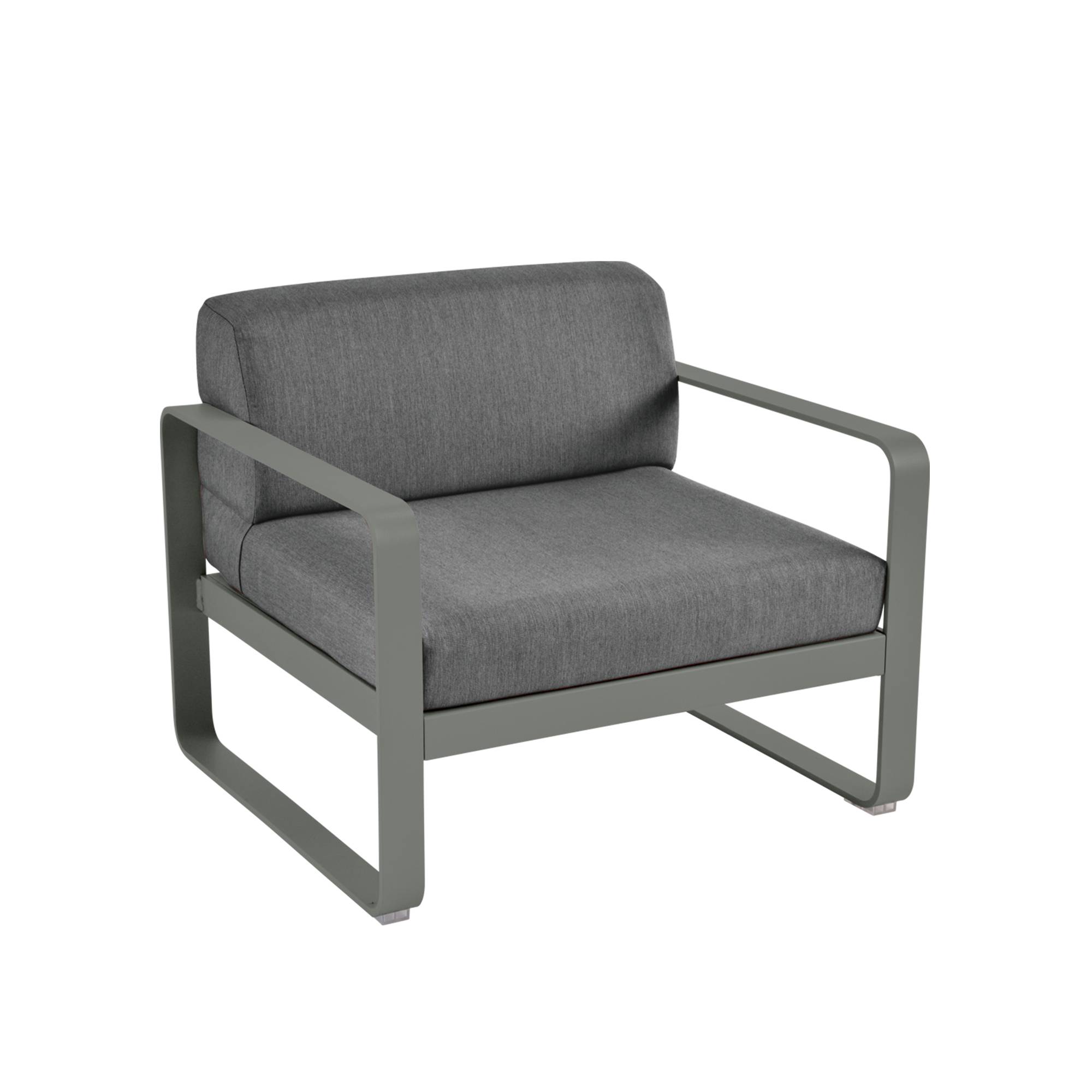 Fermob - Bellevie Armchair Graphite Grey Cushions, Rosemary - Utomhusfåtöljer - Pagnon & Pelhaître - Grön - Metall/Plast