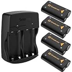 Smatree 4 x 2600 mAh uppladdningsbart batteri för Xbox Series X/Xbox Series S/Xbox One/Xbox One S/Xbox One X Xbox Elite Controller, NI-MH-batteri + laddare med dubbla kanaler