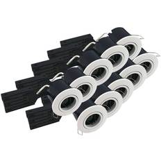 Nordtronic Fast Install ECO indbygningsspot, 10 stk/pakke, GU10, rund, hvid (mat) inkl. Nordtronic Long Life, 3000K, 360lm, CRI>90, 40.000 timer, dæmp