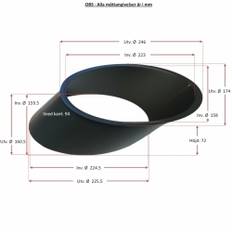 Rökrör, Murstos 45º svart - passar Ø150mm (Dim 150)
