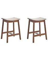 Sæt af 2 barstole DIXON Træ Mørkebrun/beige