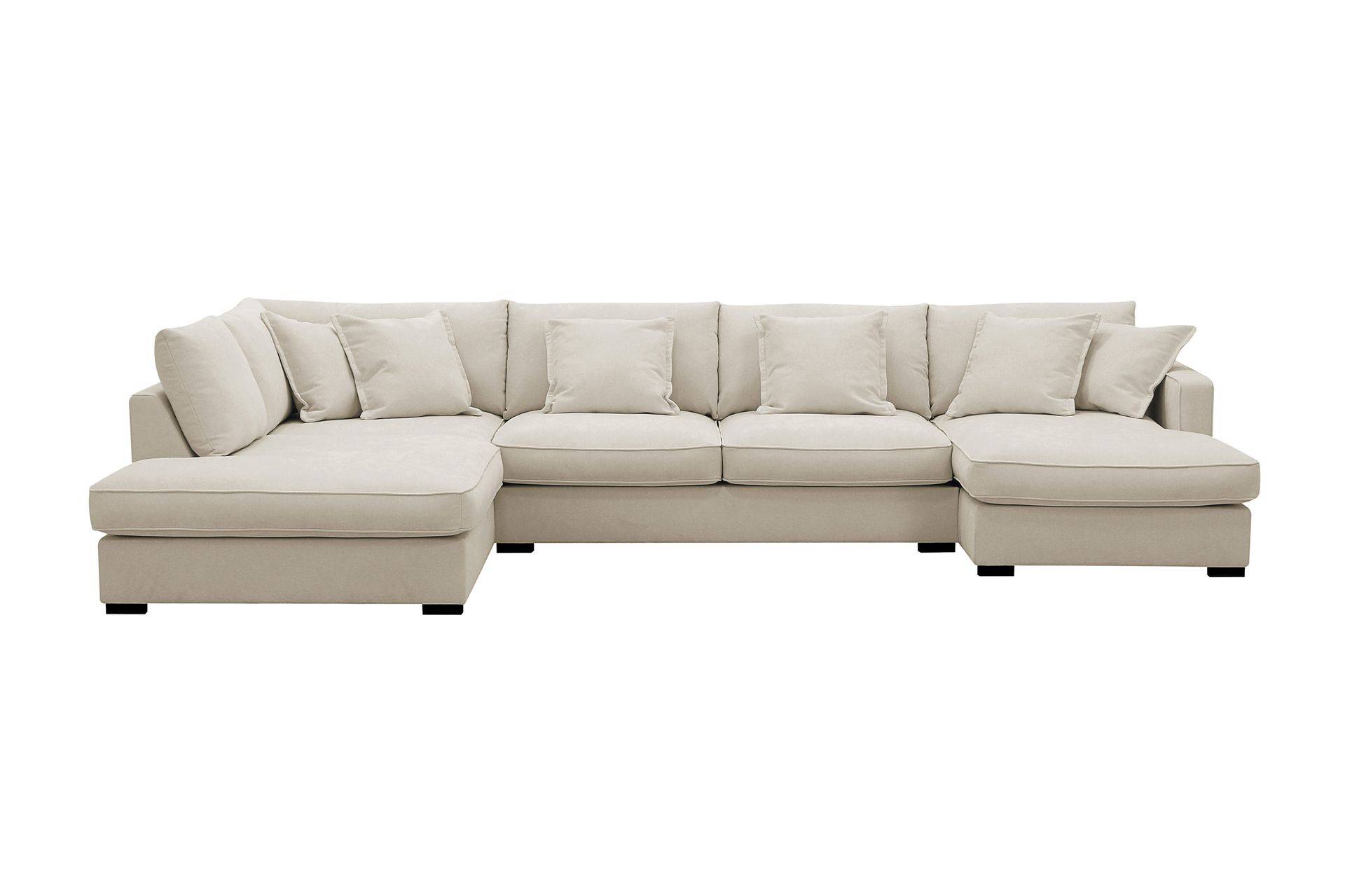 Scandinavian Choice Rossita Lyx 5-sits Vänstervänd U-formad Extra djup Soffa med Divan och Schäslong i Tyg Beige