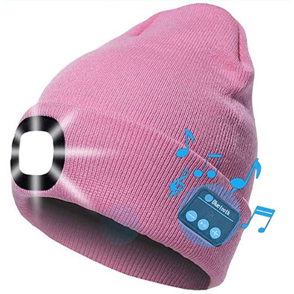 Morttic Bluetooth Beanie Hat med 4 LED-lys, USB-genopladelig, indbyggede højttalere og mikrofon, vinterstrikhue – kompatibel med iOS/Android
