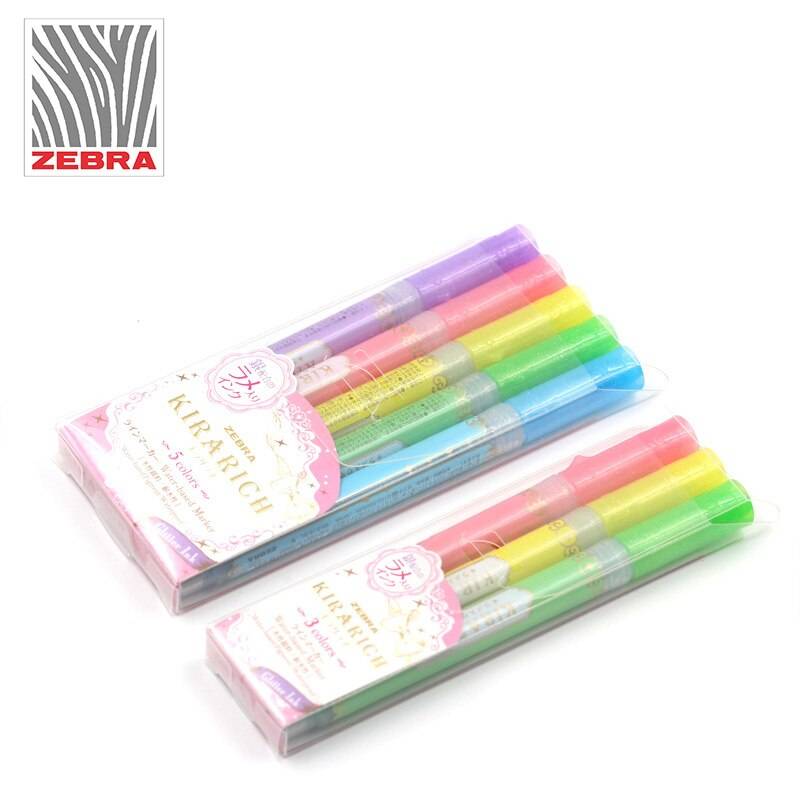 Fantastisk! zebra kirarich shiny pearl penna set 3/5 färger wks 18 färg överstrykningspenna