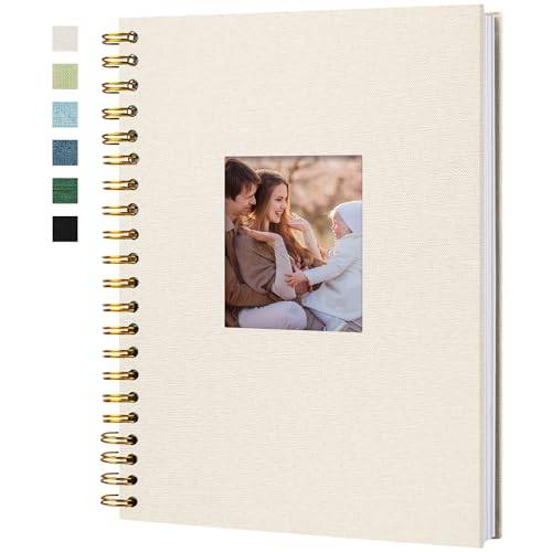 Scrapbook fotoalbum linne omslag, 28 x 28 cm, 40 sidor, beige | 20 ark, kraftsidor, hårt omslag - reseminnesbok, bröllop, gästbok