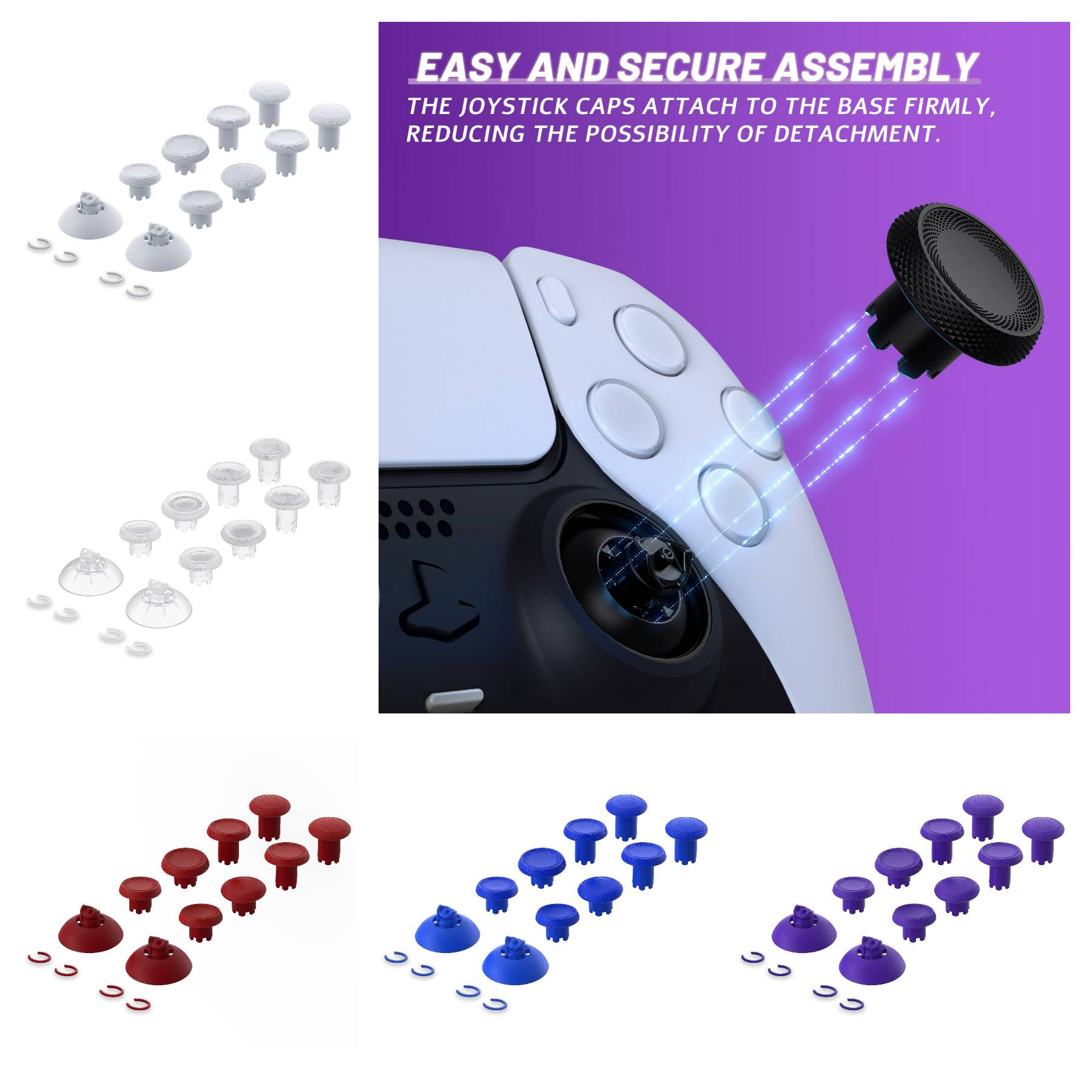 eXtremeRate ThumbsGear V3 Interchangeable Ergonomic Thumbsticks for ps5/EDGE Controller, Replacement Analog Thumb Sticks for ps4