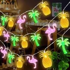 1 st LED Halloween-dekor Ananas Palmträd Högtid Inomhus/Utomhus Dekor Ljusslinga, Flamingo Tecknad Dekor Färgglada Blinkande Ljus, Batteridriven (Batt (1,5 meter 10 lampor)