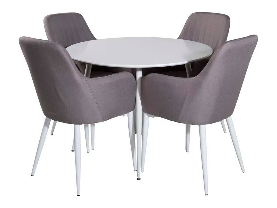 Venture Design Plaza & Comfort matgrupp Vit/grå 4 st stolar & bord 100 cm