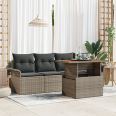 vidaXL 5 Stykker Have Sofa Sæt med Puder Grå Poly Rattan
