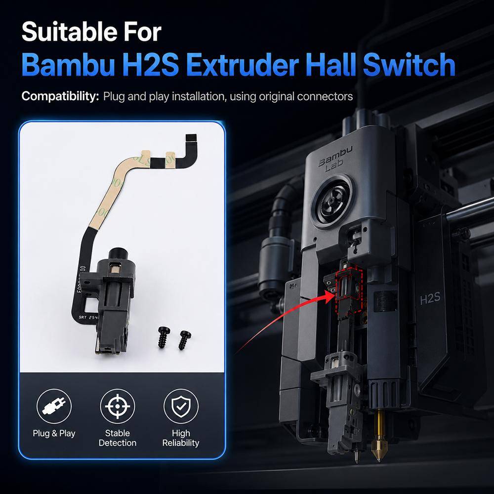 Filamentsensor för Bambu Lab H2S 3D-skrivare Hall-effektkort Extruderdel Detekterar närvaro av filament och skärposition