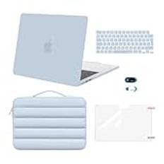 MOSISO Fodral skyddsfodral kompatibelt med MacBook Air 13,6 tum 2022–2024 M3 A3113 A2681 M2 Chip Touch ID, plast hårt skal och puffy-ärm väska& tangentbordsskydd& webbkameraskydd & displayskydd,