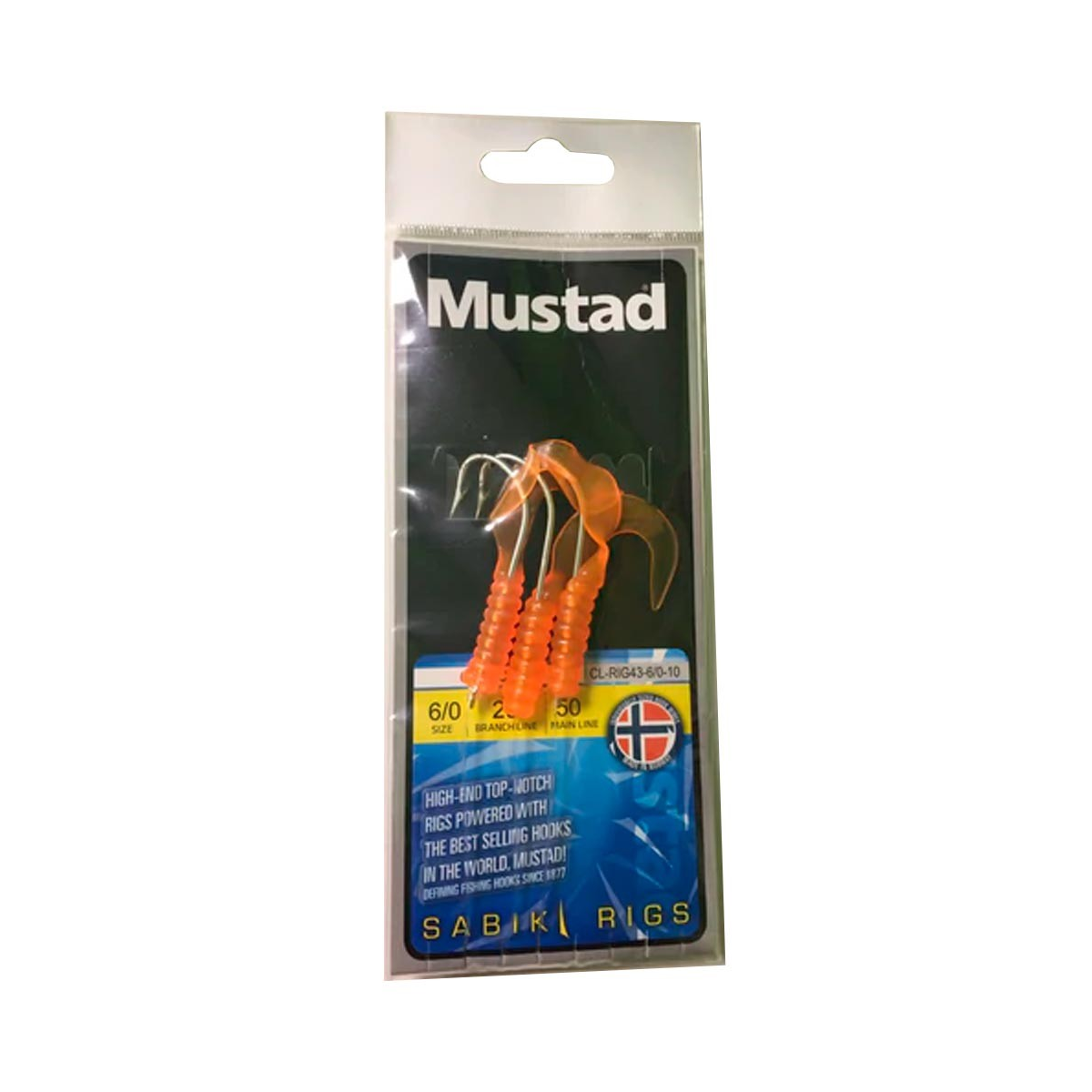 Mustad Sabiki Orange Cod Rig Häckla - #6/0