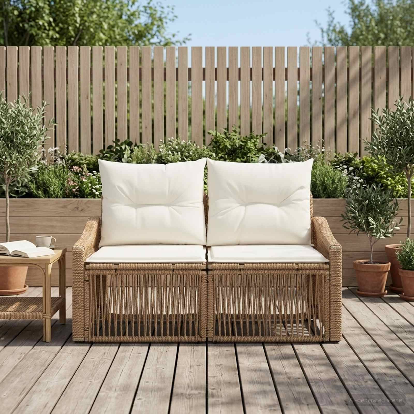 Havemøbelsofa 2-Antal sæder Beige polyrattan
