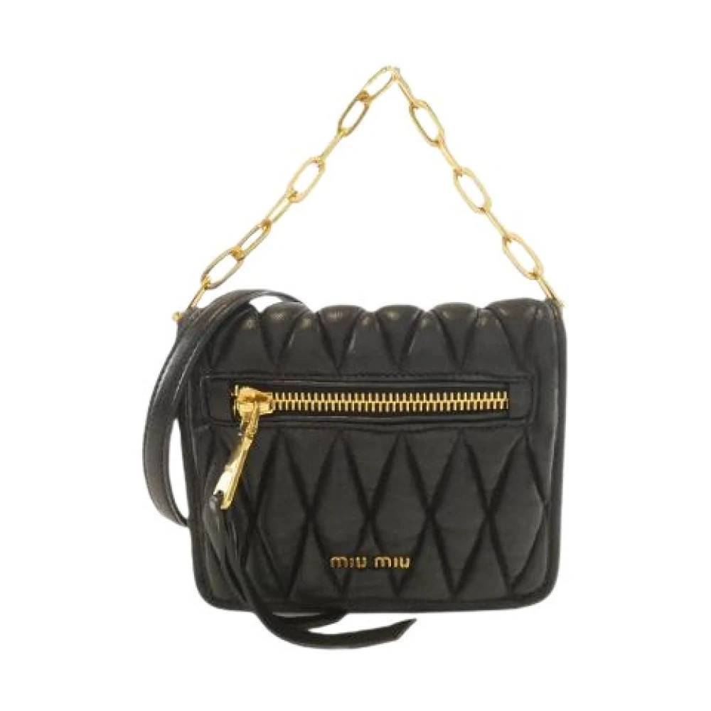 Miu Miu Pre-owned Pre-owned Læder Skuldertaske - Vintage - Dame - Sort - ONE SIZE - Uld