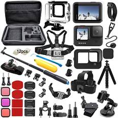 BMUUPY Zubehör Kit Bundle Kompatibel mit GoPro Hero 12/Hero 11 10 9 Black Action Kamera Set Wasserdichtes Gehäuse Silikon Schutzhülle Saugnapf Fahrradhalterung Tauchfilter Kompatibel mit Hero12/11