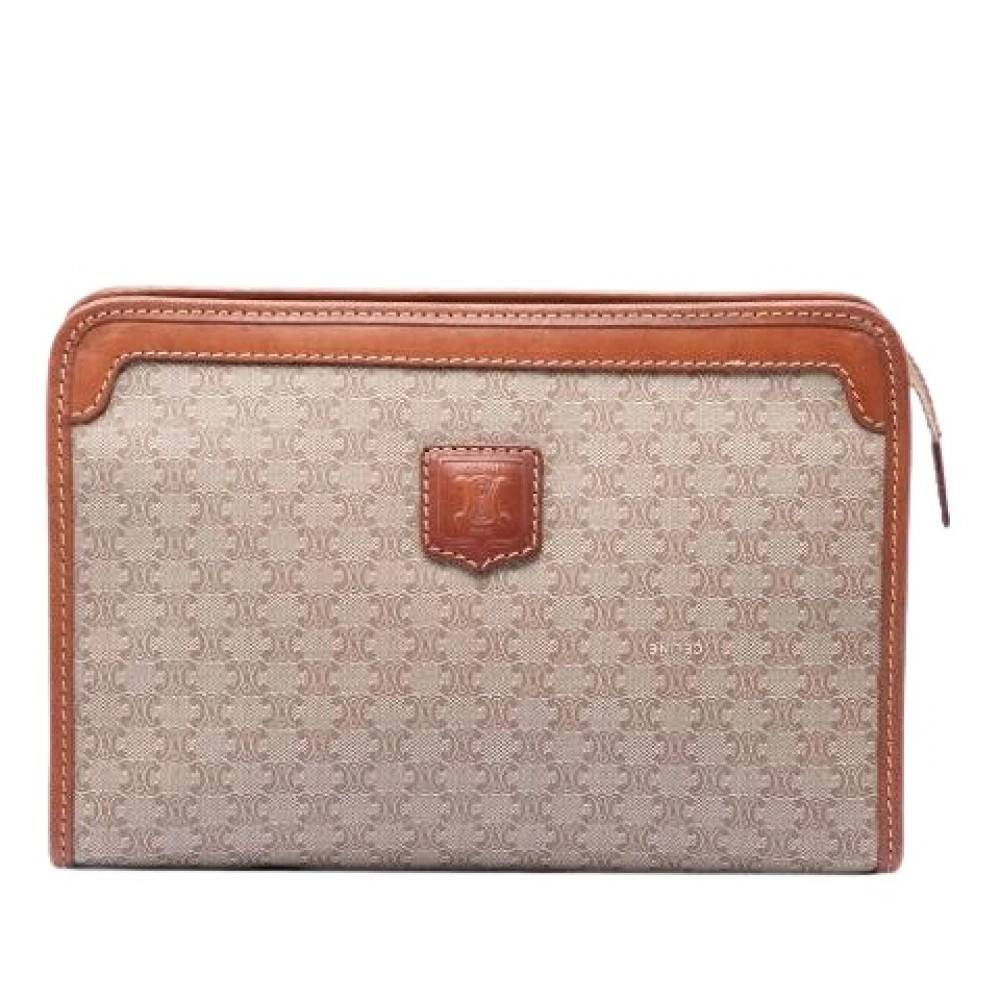 Celine Vintage Pre-owned Vintage Canvas Clutch - Vintage - Dame - Beige - ONE SIZE - Læder