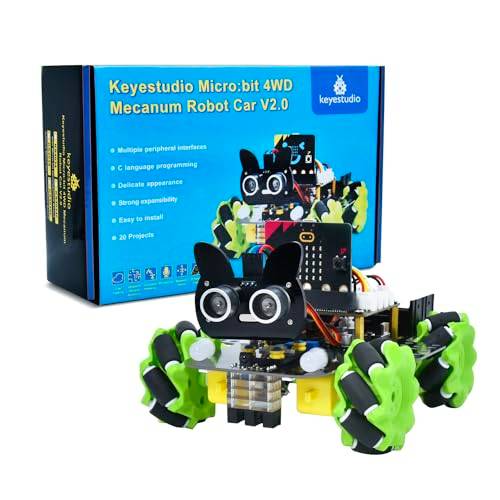 KEYESTUDIO BBC Microbit V2 startkit, elektronisk programmeringssats för tonåringar vuxna, inkluderar mikrobit V2, makekod och pytonkod, barebone PC