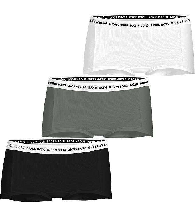 Björn Borg Boxershorts - 3-pack - Logo - Grön/Vit/Svart - Björn Borg - 9-10 år (134-140) - Boxershorts